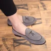 Loafer für Herren, koreanische Version des Trends, britische Fransen-Herrenschuhe, Wildleder, geschliffene Bohnen, kleine Slip-on-Lederschuhe 3