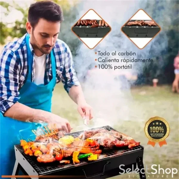 Tragbarer BBQ-Holzkohlegrill aus Edelstahl, kleines Mini-BBQ-Werkzeug-Set, Kochen im Freien, Camping, Picknick, Strand, tragbarer Grill 4