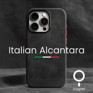 Magnetische ALCANTARA Hülle für iPhone 16 Pro Max 15 14 13 12 Mini Luxus Kunstleder Supercar Wildleder Handyhüllen Cover