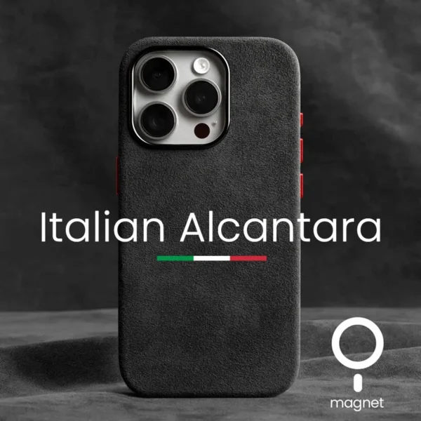 Magnetische ALCANTARA Hülle für iPhone 16 Pro Max 15 14 13 12 Mini Luxus Kunstleder Supercar Wildleder Handyhüllen Cover