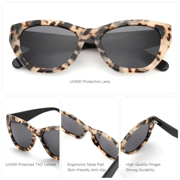 ZENOTTIC Damen-Sonnenbrille, quadratisch, Acetat, polarisiert, dicker Rahmen, UV400-Schutz, Sonnenbrille, modisches Damen-Einkaufsgeschenk 4