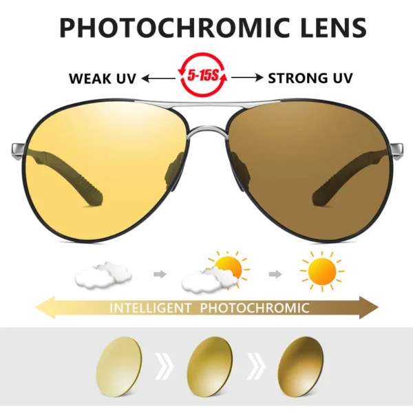LIOUMO Top Qualität Luxus Design Pilot Sonnenbrille Photochrome Polarisierte Nachtsicht Fahren Brille Männer Frauen zonnebril heren 2