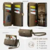 CaseMe Reißverschluss Wallet Flip Leder Handyhülle für Samsung Galaxy A16 A56 A15 A55 A14 A54 A13 A53 A52 S25 S24 S23 Multi Card Cover 3