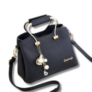 Große PU-Lederhandtasche mit Griff und Anhänger für Damen