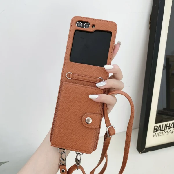PU-Leder-Crossbody-Geldbörse mit Kartenhalter, Handyhülle für Samsung Galaxy Z Flip 5, 4, 3, Flip5, Flip4, Flip3, 5G, stoßfeste Abdeckung 2
