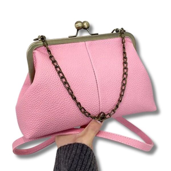 Vintage-Damentasche mit Lychee-Muster und Kettendetail