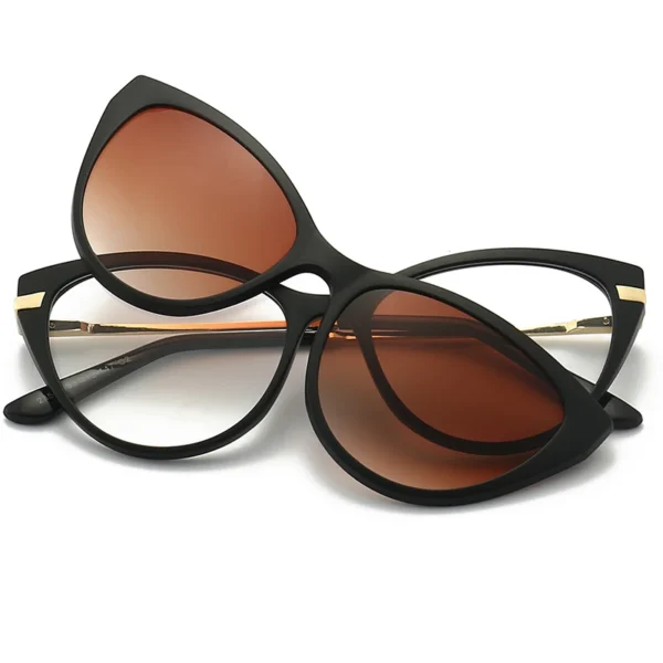 Hochwertige, blendfreie, polarisierte TR90-Sonnenbrille für Damen und Herren, 5-in-1-Sets, magnetischer Sonnenschutz, Clip-on-Sonnenbrille, Brillen, weiblich 2