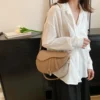 Frauen Kleine Handtasche Sattel Schulter Tasche Damen Top Griff Tasche PU Leder Kleine Umhängetasche Zwei Riemen Einfarbig Schulter Tasche 3
