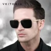 VEITHDIA Marke Herren-Sonnenbrille, quadratisch, Edelstahl, hochauflösende Nylonlinsen, polarisierte Brille mit UV400-Schutz 8210 3