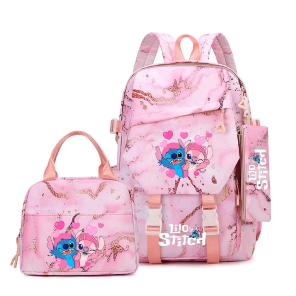 3-teiliger Stich-Rucksack, Federmäppchen, faltbare isolierte Kühltasche, Schultasche mit großem Fassungsvermögen, lässiger Tagesrucksack für den täglichen Gebrauch 3