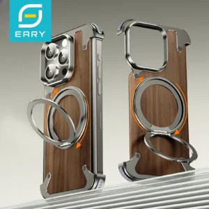 Eary Naturholz für iPhone 16 15 Pro Max Hülle rahmenlos mit MagSafe Telefonständer stoßfeste schützende iPhone 14 Pro Max Hülle