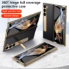 LANGSIDI Ledertasche für Samsung Galaxy Z Fold 6 5 4 3 Fold6 Fold5 Vergoldung Magnetscharnier Standabdeckung mit Spiegelfolie 6