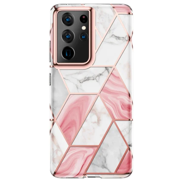 Luxuriöses, plattiertes Silikon für Samsung Galaxy S24 S23 S22 S21 Ultra Note 20 S10E Hülle, weiche Marmor-geometrische Handyhüllen 6