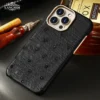Echtes Straußen-Krokodilleder für Magsafe-Hülle für iPhone 14 16 Pro Max 16 Pro 15 Pro, luxuriöse Rückseite 3