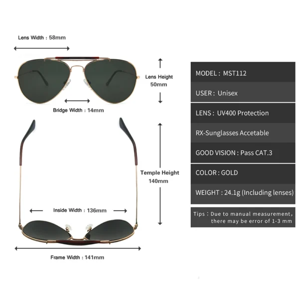 SunCubic Herren-Sonnenbrille, klassischer UV-Schutz, Metall, Gold, Gra, Vintage-Brille, Oculos De Sol, zum Einkaufen, Reisen, MST112 6