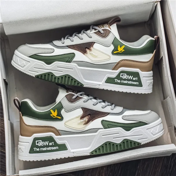 2024 Herbst neue lässige Sportschuhe Herren Leder Low-Top Modetrend einfach am Spiel Laufschuhe Herren Skateboardschuhe geeignet für Outdoor-Sportarten 4