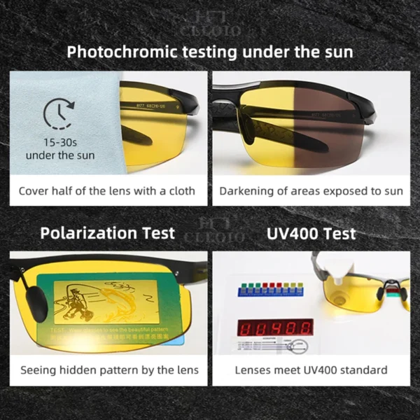 CLLOIO Top Anti-Glare Tag Nacht Vision Gläser Männer Fahren Polarisierte Sonnenbrille Aluminium Randlose Photochrome Reiten Brille UV 4