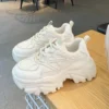 Frauen Neue Mode Plattform Sport Schuhe Frauen Sommer Schwarz Casual Chunky Turnschuhe Frauen Mesh Leder Plattform Schuhe