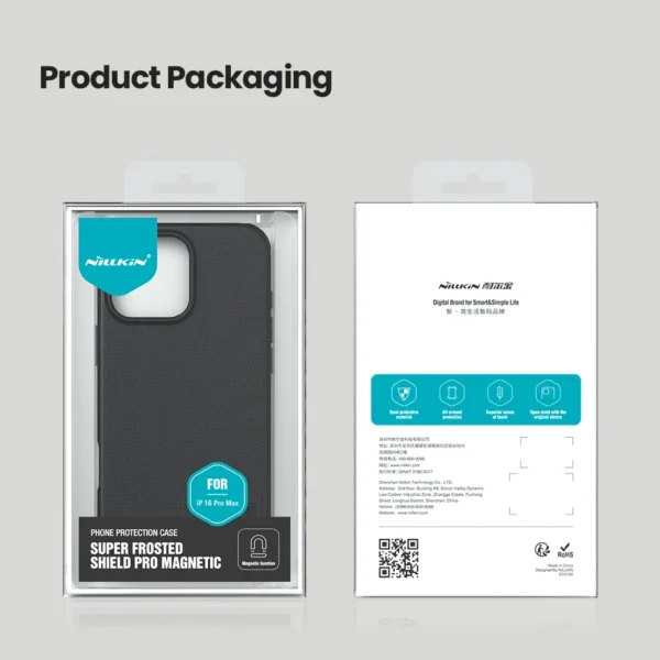 Für iPhone 16 Pro Max / 16 Plus / 16 Pro Nillkin Shield Pro magnetische Hülle Anti-Fingerabdruck stoßfeste Rückseite 6