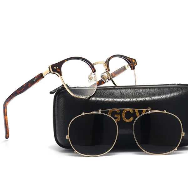 GCV Doppelschicht-Sonnenbrille mit abnehmbaren Gläsern, die Blu-Ray-Brille, Acetat, Gothic, Retro, Steampunk, polarisiert, für Herren und Damen 2