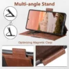 Kunstleder Wireless Charging Kartenhalter Ständer Brieftasche Magnetische Flip Cover Handyhülle für Samsung Galaxy S25 Ultra S24 S23 S22 5