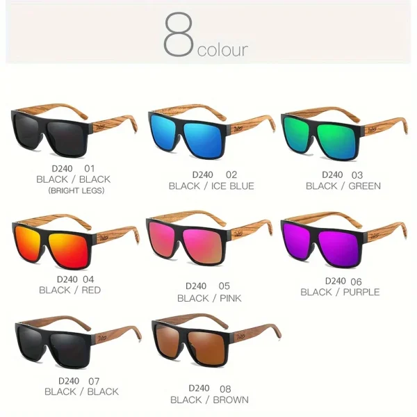 DUBERY Polarisierte Vollrand-Sonnenbrille aus Holz für Damen und Herren, 8 Farben, Modell 240 3