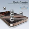 Displayschutzfolie für iPhone 16e 16 Pro Max Plus, gehärtetes Glas, HD-Kristall, Glimmer, 9H, kratzfest, hochwertiges Aluminium 2