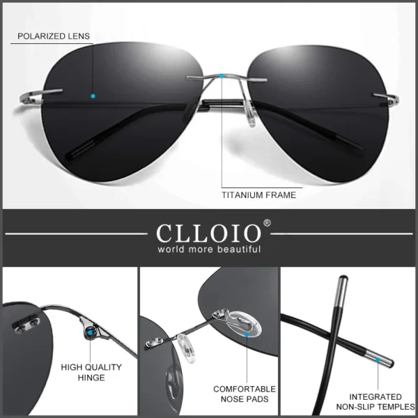 Clloio ultraleichte reine Titan polarisierte Sonnenbrille Männer Pilot randlose Blends chutz brille uv400 Mode Sonnenschutz Brillen 6