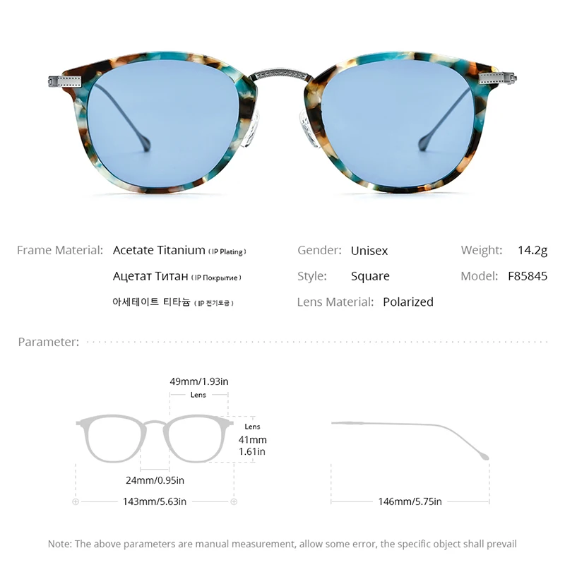 FONEX Acetat Titan Sonnenbrille Frauen Trendy Marke Design Vintage Retro Runde Polarisierte Japanische Sonnenbrille für Männer 85845 5