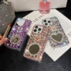 Bling Diamond Cute Rabbit Hülle für iPhone 11 12 13 14 15 Pro Max XR XS 7 Plus Glitzer Strass Spiegel Make-up Luxus TPU Cover 6
