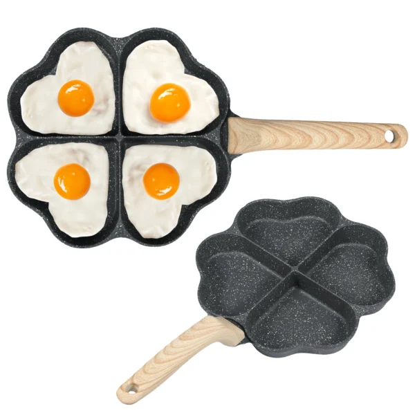 Eierpfanne, 4 Tassen, Herz-Omelett-Pfannen, antihaftbeschichtete Eierpfanne, Eierpfanne aus Aluminiumlegierung für Gasherd, Induktionskochgeschirr 6