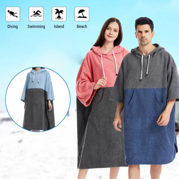 Schnellt rocknende Badet ücher Pool wechsel Robe Schnellt rockn ender Poncho Surfen Tauchen Kapuzen handtuch Strand umhang wind dicht und warm 2