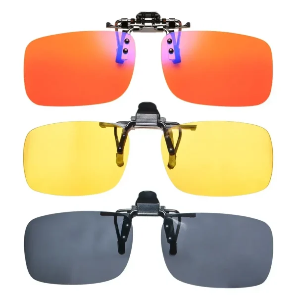 Clip-on-Sonnenbrille, blaues Licht blockierende orangefarbene Linse, Fahrclips, polarisierte Sonnenbrille, rote Clip-on-Brille, polarisierter Clip-on 5