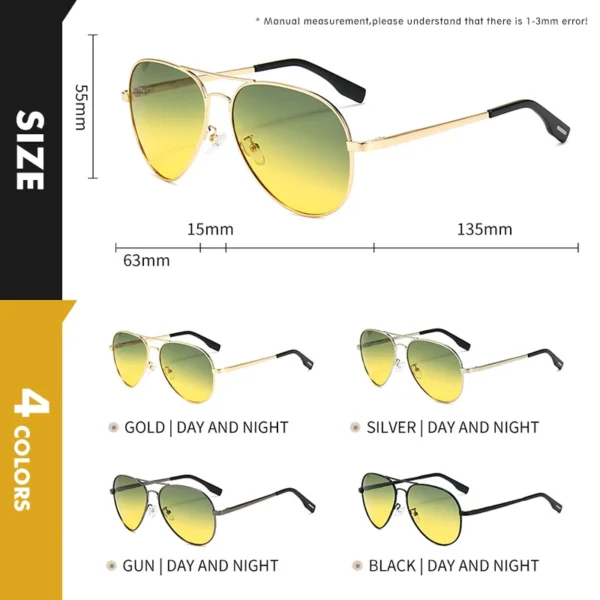 Photochrome Sonnenbrille Männer Polarisierte Luftfahrt Tag Nacht Vision Gläser für Fahren Frauen Anti-Uv-Brille oculos de sol masculino 5