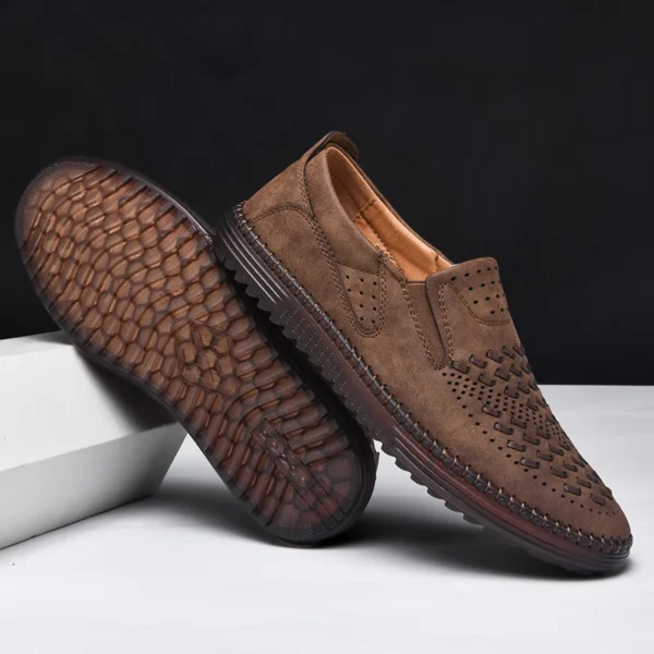 Neue 2024 handgemachte Leder Männer Schuhe Design Mode Turnschuhe Slip Auf Loafers Sommer Mesh Atmungsaktive Casual Schuhe Männer Fahren Flache 4