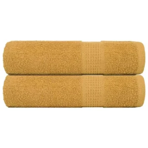 2 Stück goldene Badetücher 100 x 150 cm, 360 g/m2, 100 % Baumwolle