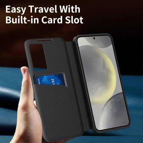 Flip Leder Windows Card Slot Halter Handyhülle für Samsung Galaxy S25 S24 Ultra S23 S22 Plus Brieftasche Anti-Fall-Schutzhülle 3