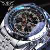 JARAGAR Sport Herrenuhren Top-Marke Luxus automatische mechanische Uhr für Männer Silber Edelstahlarmband Militär Armbanduhr