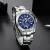 Automatikuhr für Herren, mechanisch, Edelstahlarmband, Roségold, Silber, Blau, Datum, Luxus, Himmel, 40 mm, Reloj Hombre 3