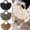 Frauen Neue Imitation Stroh Handtaschen Frau Handarbeit Gewebt Korb Rattan Handtasche Für Femme Damen Einfache Alle-Spiel Handtasche