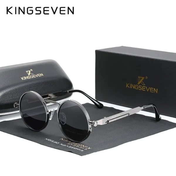 KINGSEVEN Marke Original Designe Sonnenbrille Gothic Steampunk Polarisierte Männer UV400 Gläser Frauen Runde Rahmen Retro Kausalen Brillen