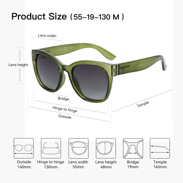 ZENOTTIC Modische Original-Sonnenbrille mit dickem Schmetterlingsrahmen, polarisiert, für Damen, klobiger UV400-Schutz, Katzenaugen-Sonnenbrille 5