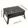 Tragbarer BBQ-Holzkohlegrill aus Edelstahl, kleines Mini-BBQ-Werkzeug-Set, Kochen im Freien, Camping, Picknick, Strand, tragbarer Grill 6