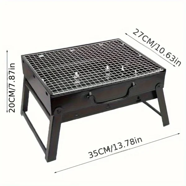 Tragbarer BBQ-Holzkohlegrill aus Edelstahl, kleines Mini-BBQ-Werkzeug-Set, Kochen im Freien, Camping, Picknick, Strand, tragbarer Grill 6