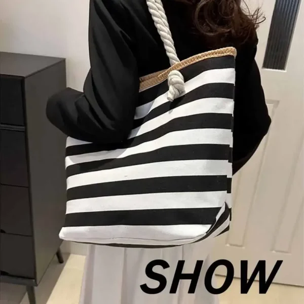 Die neuen Modehandtaschen 2025, Damen-Tragetaschen aus Segeltuch, Damen-Design, Geldbörsen für Damen, Strandtasche, gestreifte Tasche 2