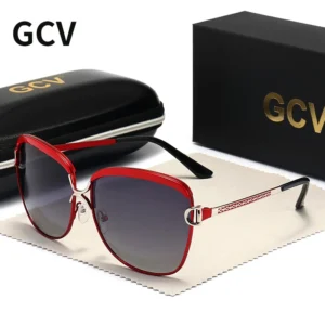 GCV Polarisierte Damen Sonnenbrille Frauen Gradienten Objektiv Runde Sonnenbrille Platz Luxus Marke Oculos Lunette De Soleil Femme