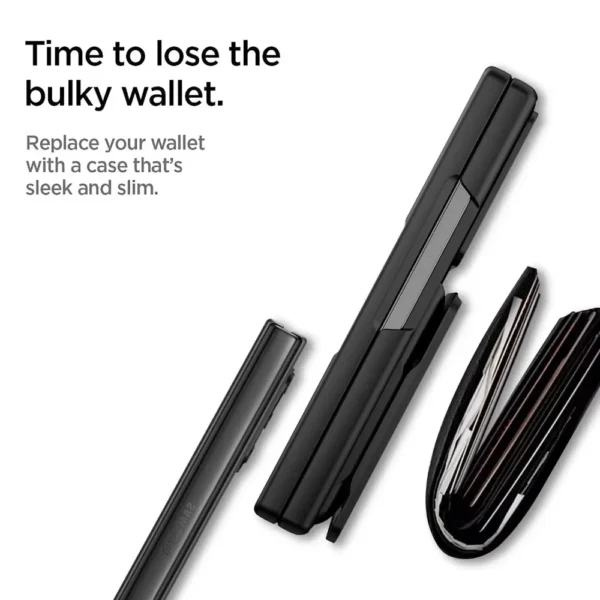 Abnehmbare Brieftasche mit Schiebefenster, Kartenhalter, Handyhülle mit Displayschutzfolie, Scharnierschutz für Samsung Galaxy Z Fold 6, 5, 4, 5G 4