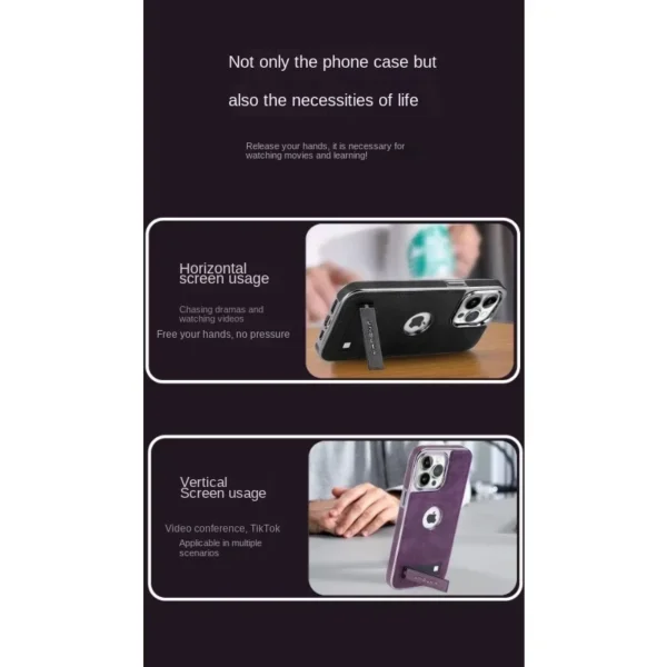 Unsichtbare, faltbare Handyhülle mit galvanisierter Lünette für iPhone 16 15 14 Plus 13 12 11 Pro Max, ultradünne PU-Lederhülle 3