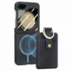 2 in 1 abnehmbare Brieftasche magnetische Handy hülle für Samsung Z Flip 5 Flip5 5g Fingerring Karten halter Pu Lederbezug mit Film 5