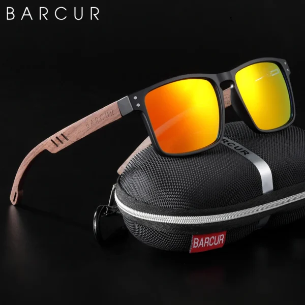 BARCUR männer Sonnenbrille für Männer Marke Designer Natürliche Walnuss Holz Sonnenbrille Frauen Polarisierte Brillen UV400 Brillen Oculos 3